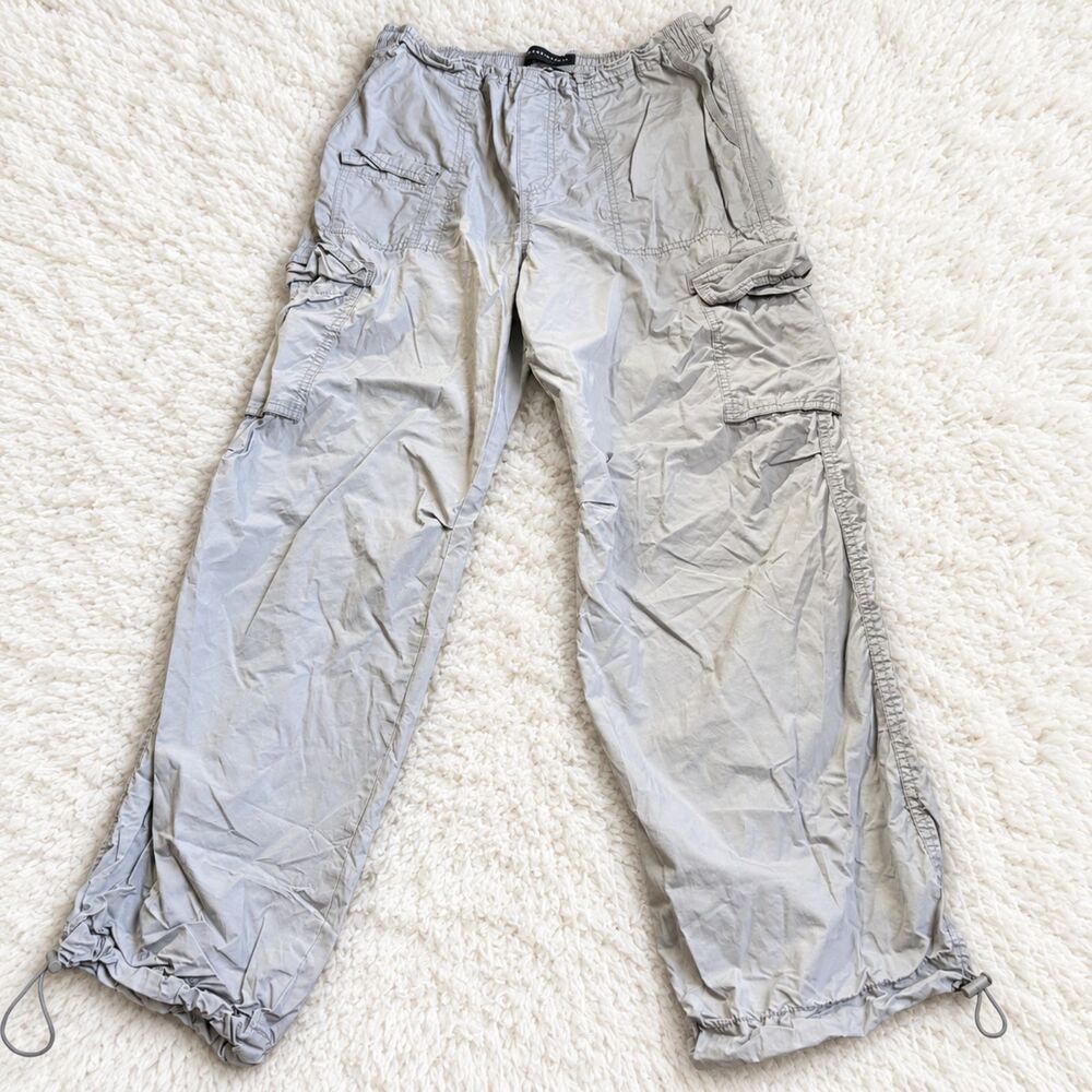 Aeropostale Gray Parachute Cargo Pants Size S Baggy Y2K Bungee Hem